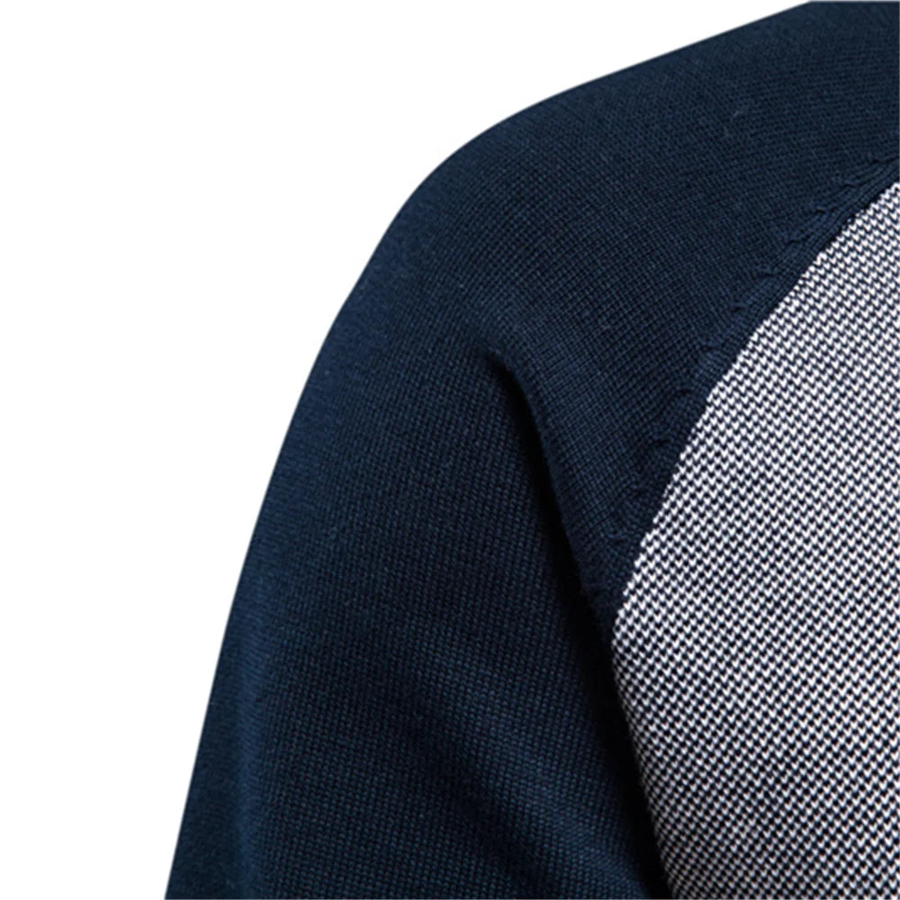 Spliced Streetwear Cardigan – High-Quality USA-Made Cotton Zip Sweater