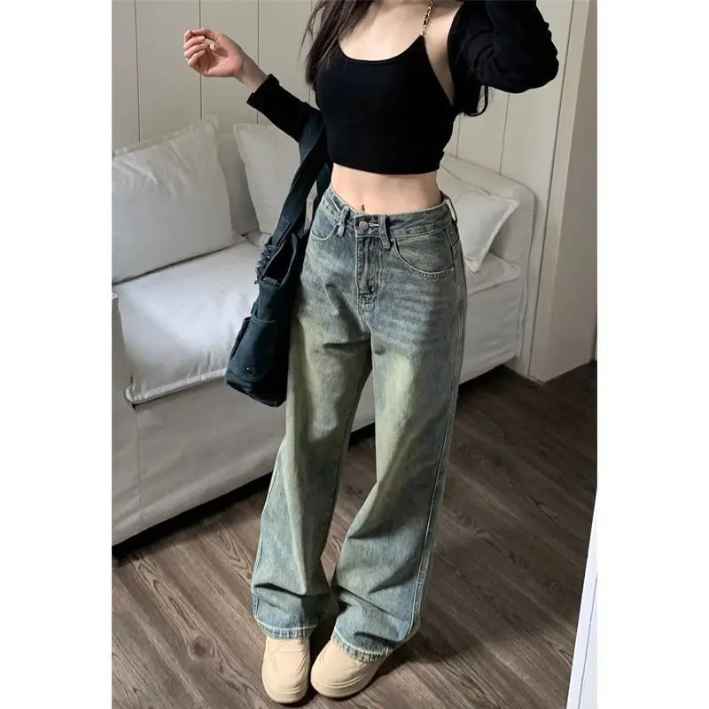 Women's Vintage High-Waisted Wide-Leg Jeans