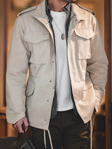 Men's Vintage Military Field Jacket – Cotton Zip Coat