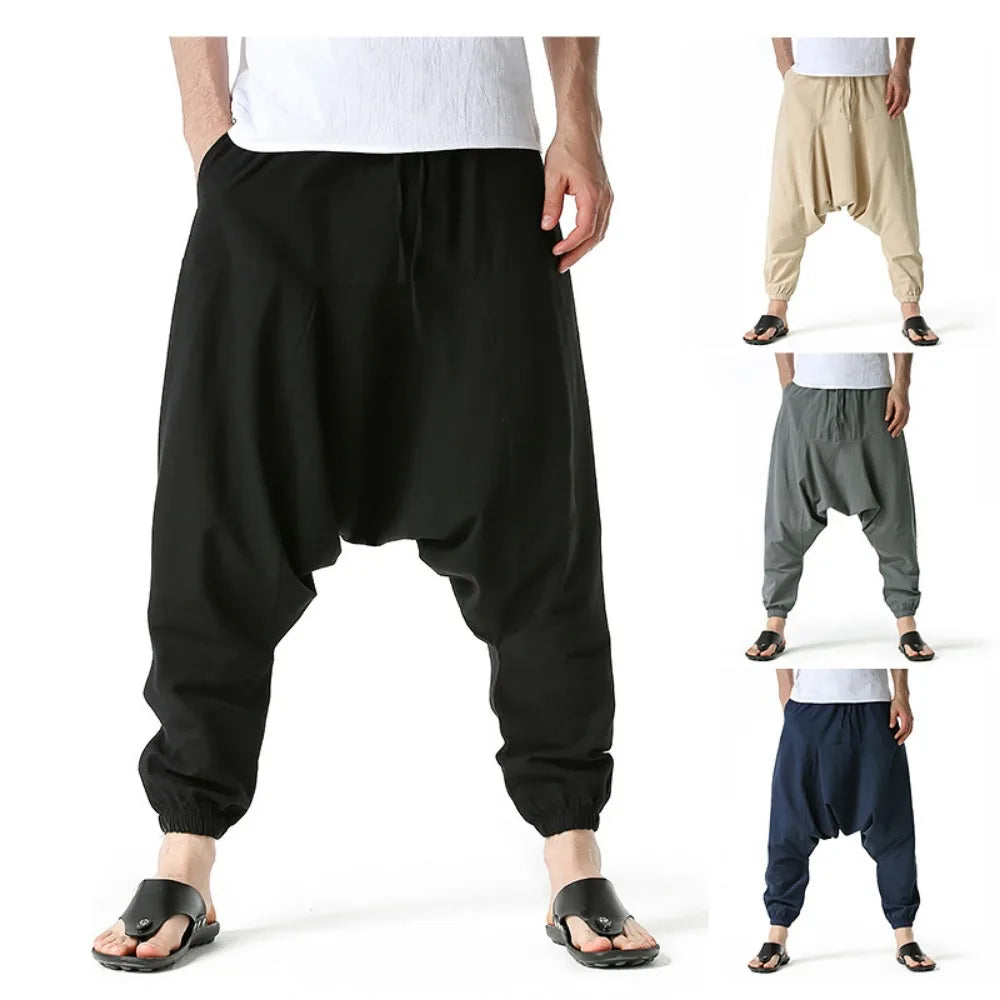 Men's Cotton Linen Loose-Fit Harem Pants