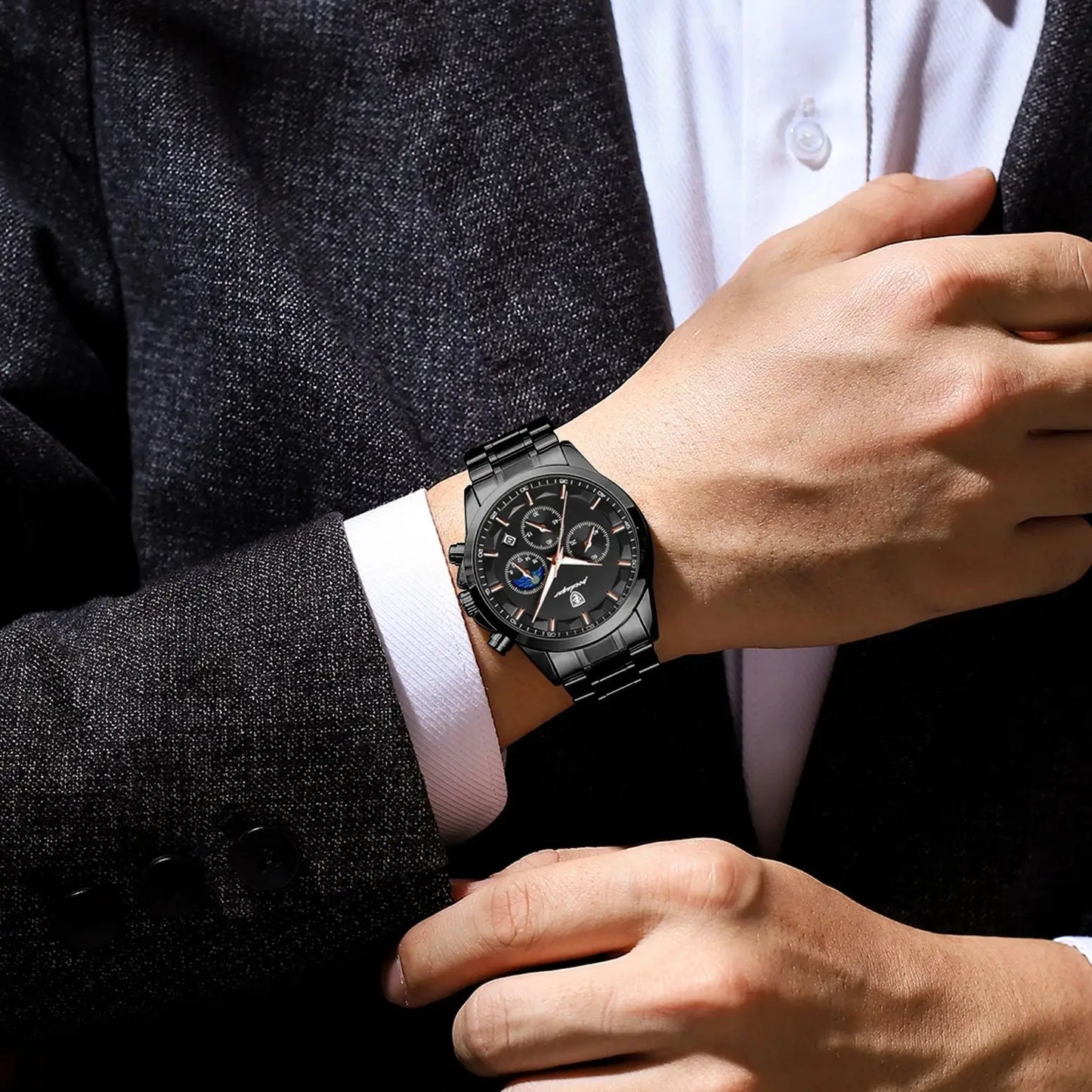 POEDAGAR 928 Men's Luxury Chronograph Watch | Luminous & Waterproof