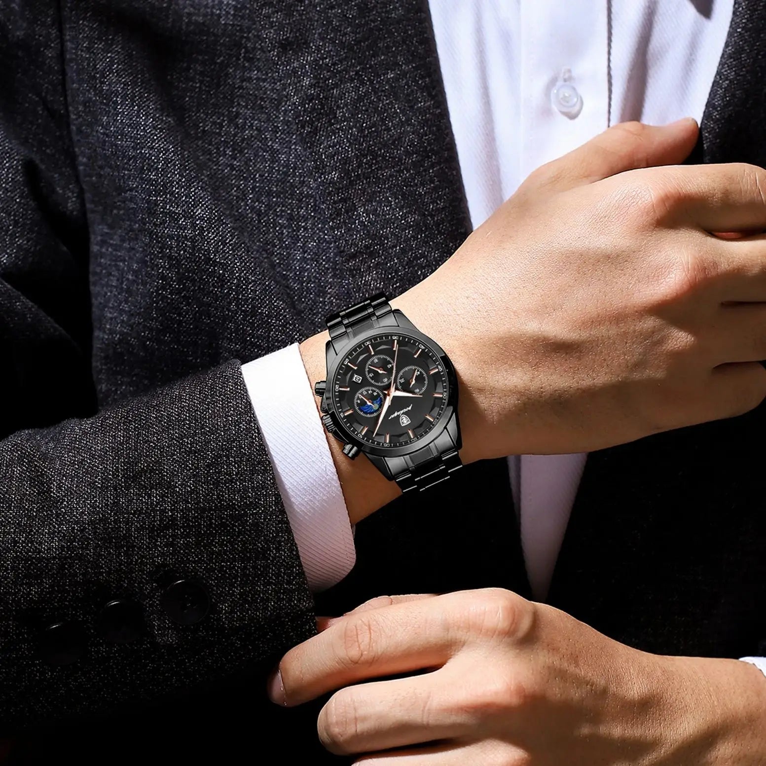 POEDAGAR 928 Men's Luxury Chronograph Watch | Luminous & Waterproof