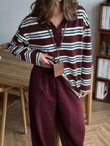 Vintage Striped Oversized Polo Shirt