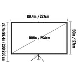 SucceBuy 100 Inch Tripod Projector Screen with Stand 16:9 4K HD Portable Projection Home Cinema for Indoor & Outdoor Projection