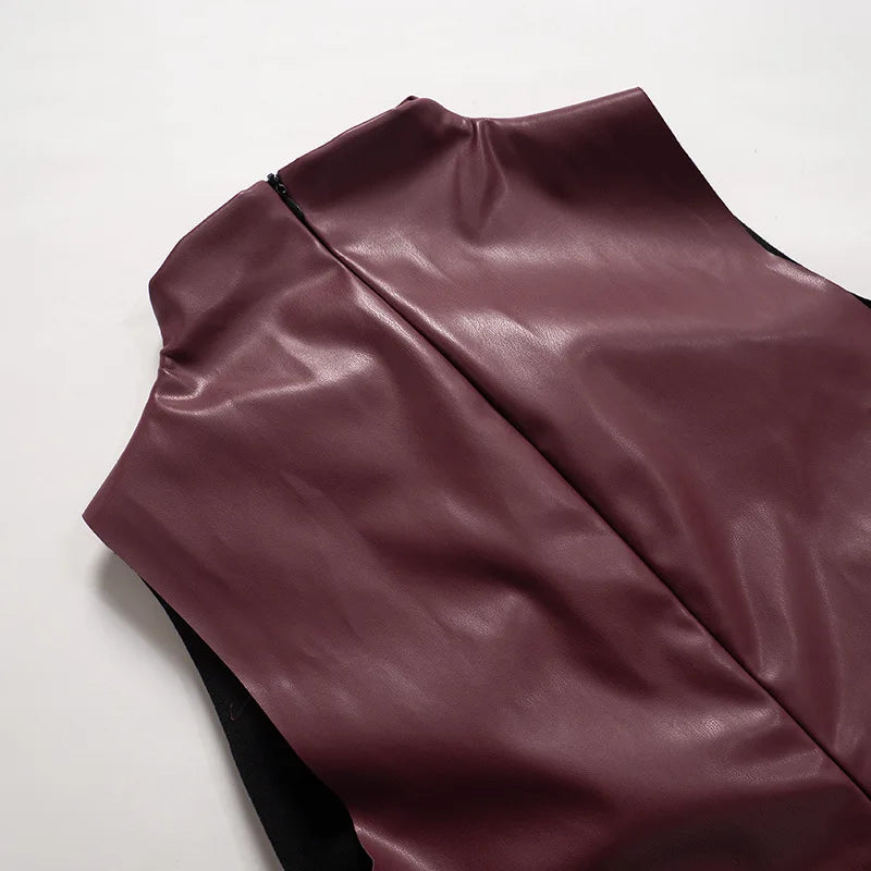 Y2K Vintage PU Leather Tank Top