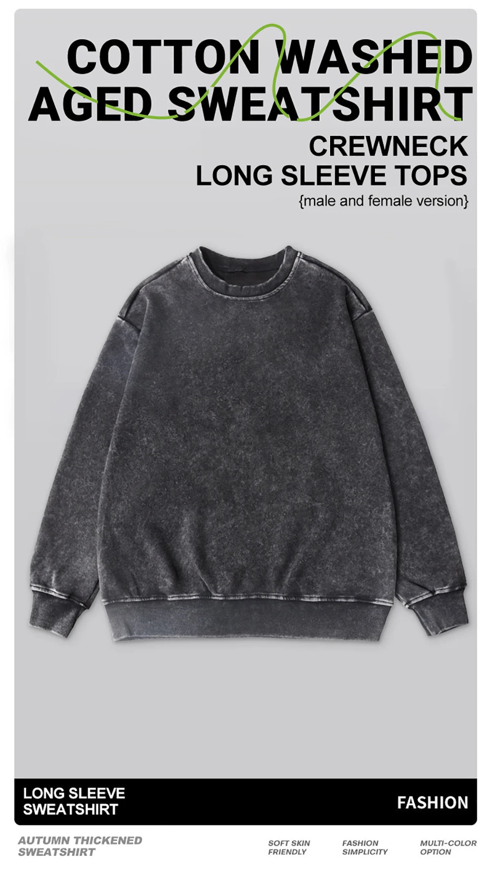 Men’s Washed Cotton Crewneck Sweatshirt
