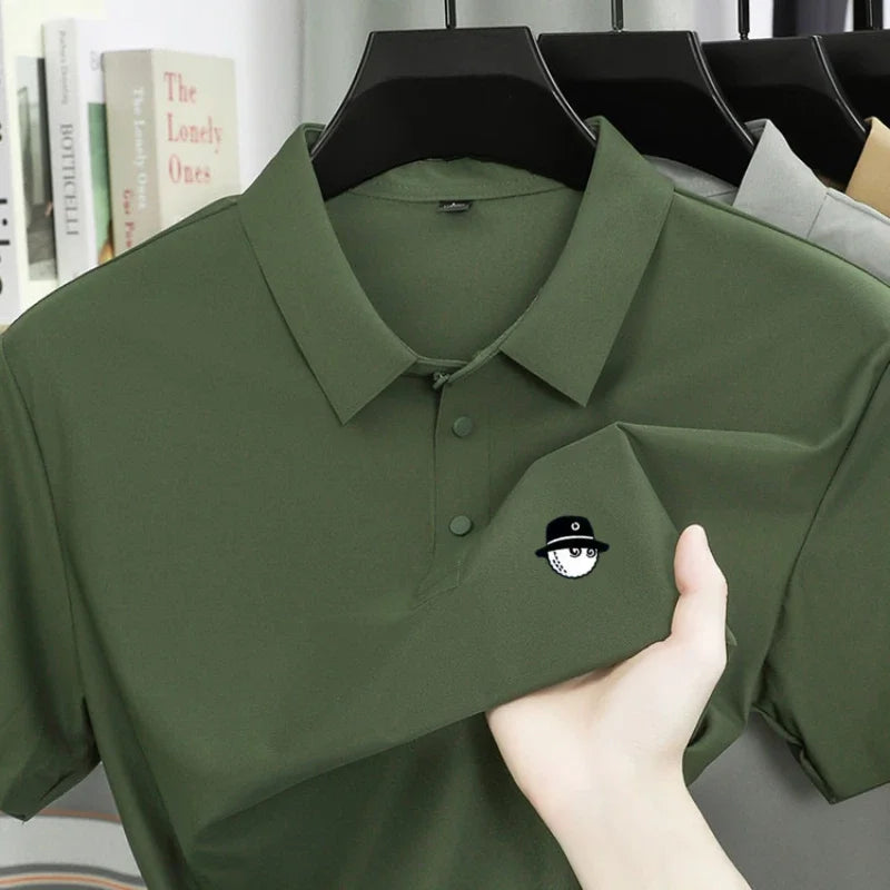 Men's Ice Silk Golf Polo Shirt – 10 Colors, M to 5XL
