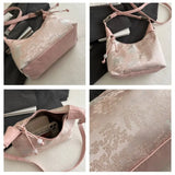 Luxury Embroidery Shoulder Bag Nylon Texture Small Armpit Bag Pearl Pendant Bucket Handbag Women Girl