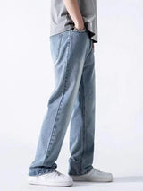 Men's Loose Straight-Leg Cotton Blend Jeans