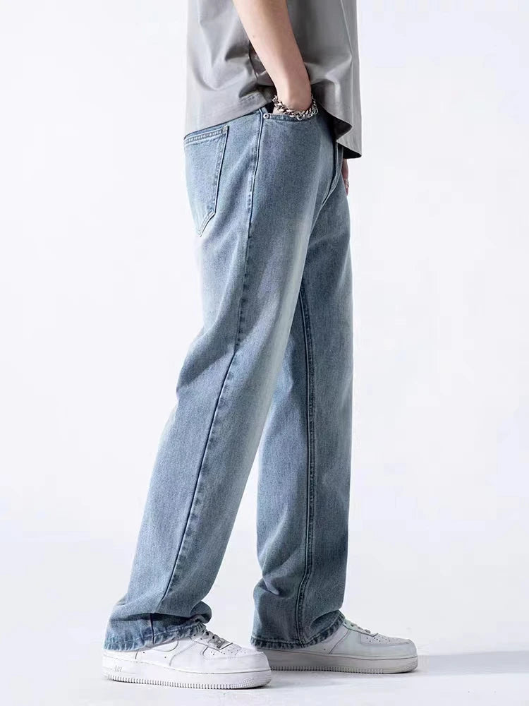 Men's Loose Straight-Leg Cotton Blend Jeans