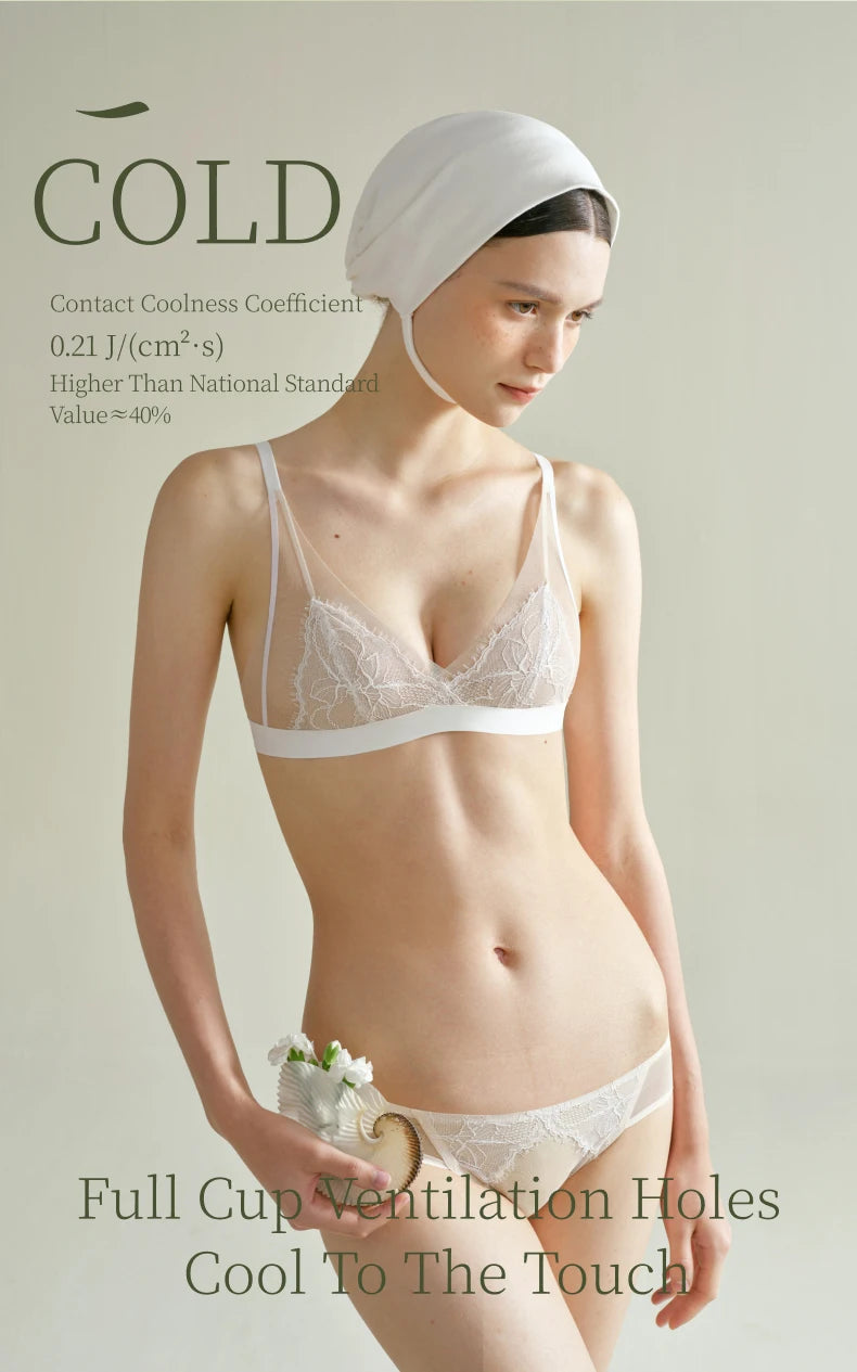 Sujiin Women's Lace Bra – Wireless Seamless Triangle Cup