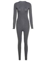 Long Sleeve Slim Fit Ski-Style Jumpsuit - Athletic Streetwear