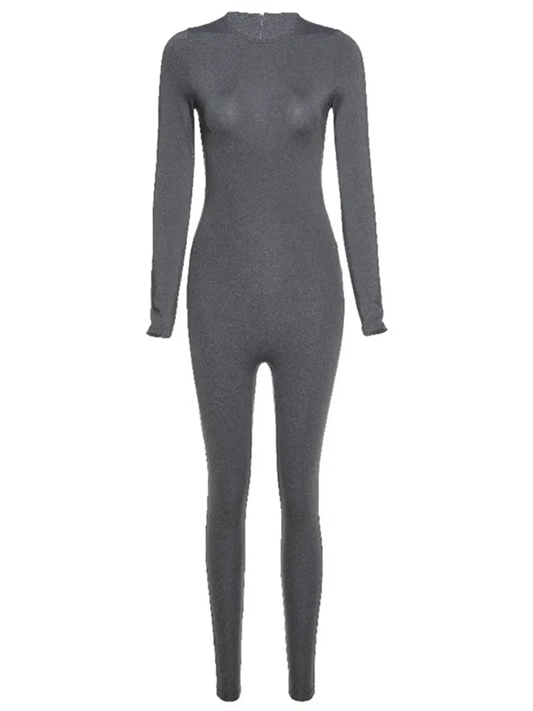 Long Sleeve Slim Fit Ski-Style Jumpsuit - Athletic Streetwear