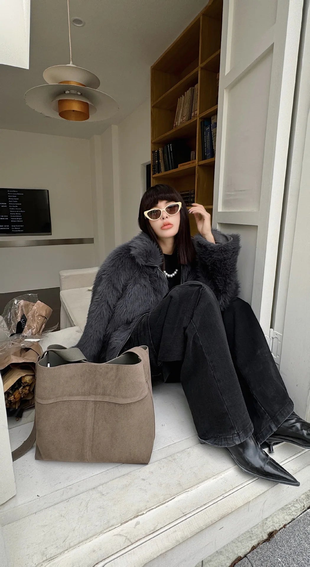 Motingsome Oversize Women Bag Luxury Suede Leather Winter Bags Frosted Cow Skin Handbag and Purses Retro Lady Tote 2024 New