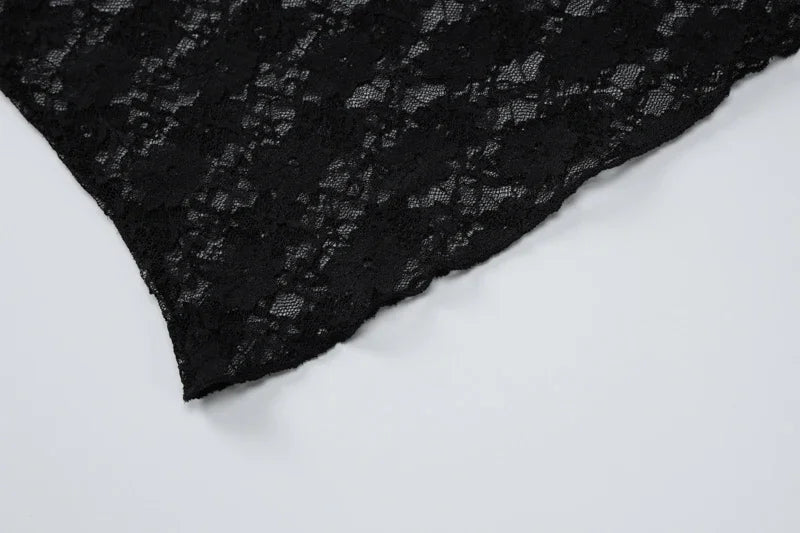 Elegant Sheer Lace Long Sleeve Crop Top