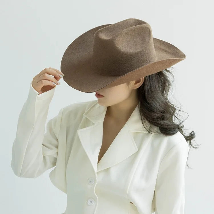 USPOP Wide Brim Wool Cowboy Hat – Unisex Felt Fedora