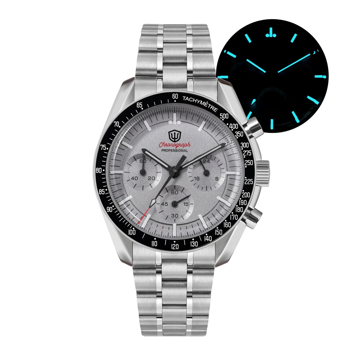 Watchdives WD1863 39mmMen's Watch VK63 Quartz Timing Movement Bubble Sapphire Crystal Night Light Retro Watch 10Bar Waterproof