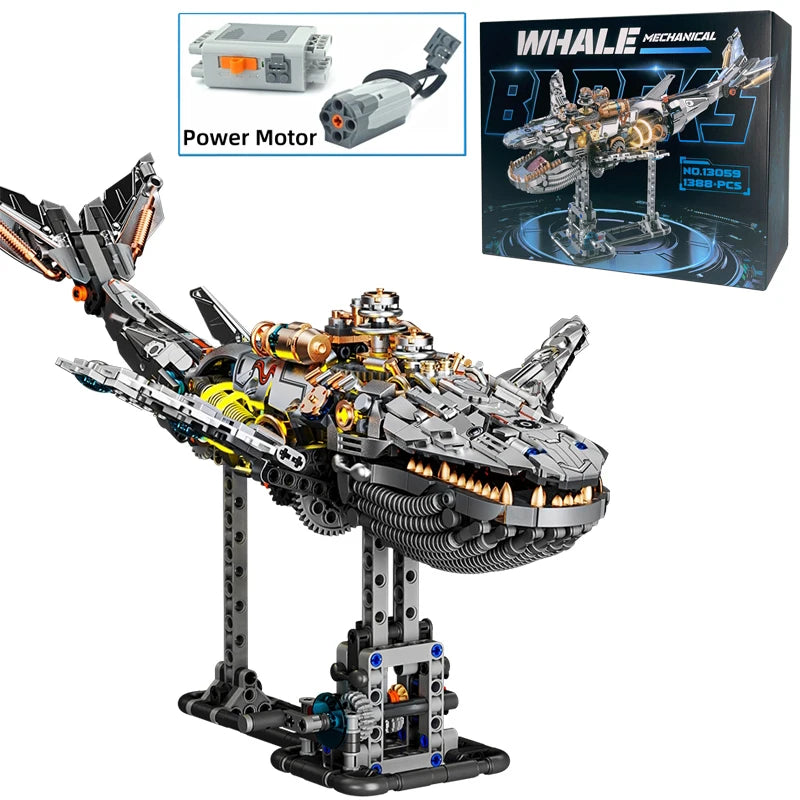 Mechanical Sea Animals Building Blocks DIY Movable Whale Octopus Manta Shark Piranha Creative Technical MOC Desktop Decor Gift
