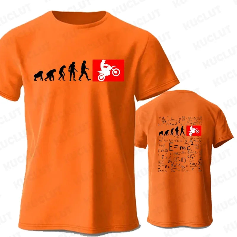 Unisex Human Evolution Motorbike Graphic Print T-Shirt