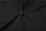 Nibber Sporty Casual 2 Piece Set Women Tracksuit Hooded Zip Crop Tops+Leggings Fitness Soft Stretch Streetwear Activity Suit