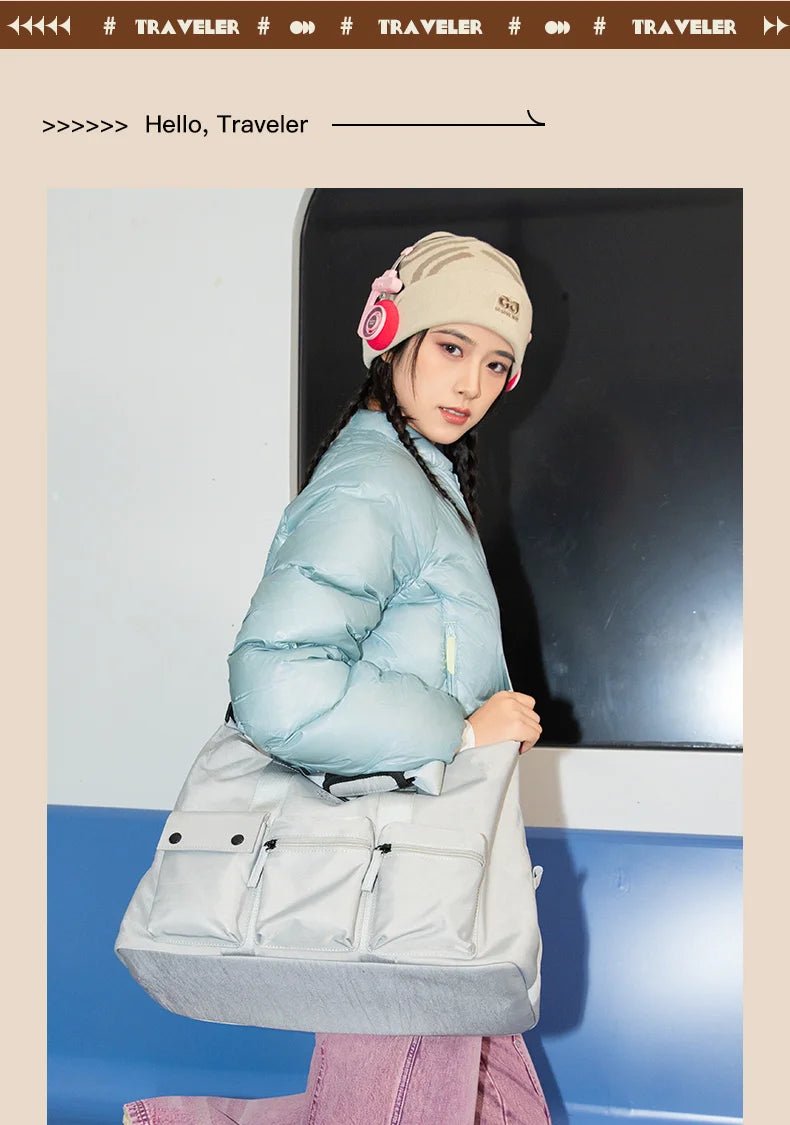 Flower Princess Traveler's Short Distance Travel Bag Crossbody Large Capacity Multi Layer Fashion Luggage Bag for Men and Women