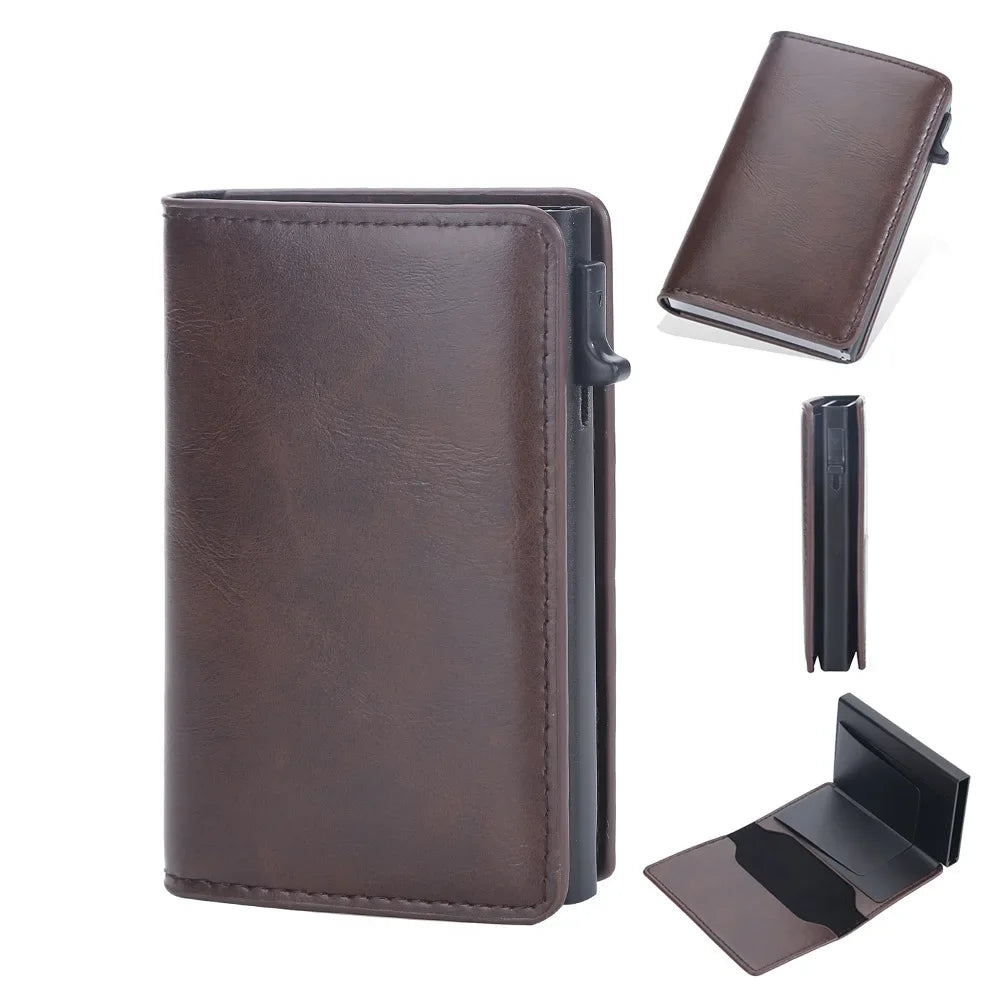 Unisex ANTI RFID Blocking Aluminum Pop-Up Card Holder Multi-Functional Designer Bank ID Card Wallet Business Purse for Men Women