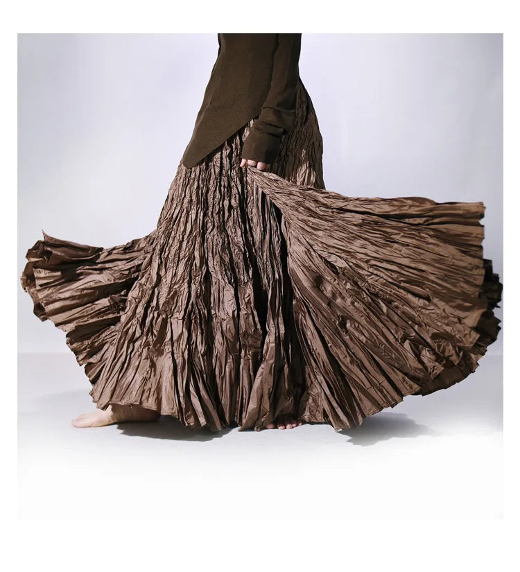 Elegant High-Waist Pleated Maxi Skirt for Women