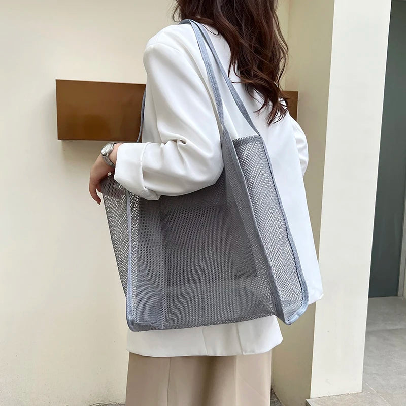 Women's Mesh Tote Bag for Beach & Shopping