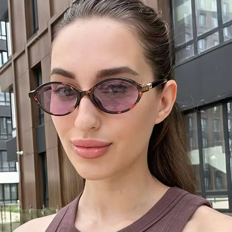 Fashion Oval Retro Sunglasses for Women – Simple Small Frame UV400 Protective Eyewear, Literary Style Luxury Design for Commuting & Travel