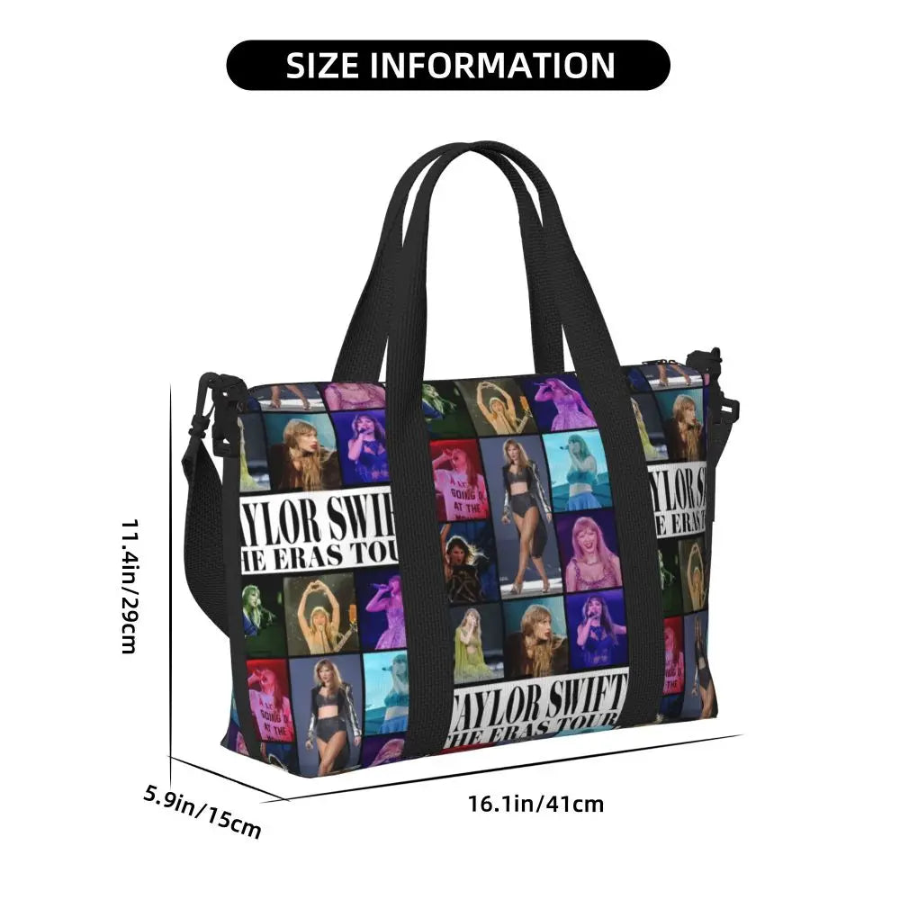 Custom The Eras Tour 1989 Taylor's Swift's American Pop Singer Tote Bag Women Large Capacity Beach Gym Travel Bags