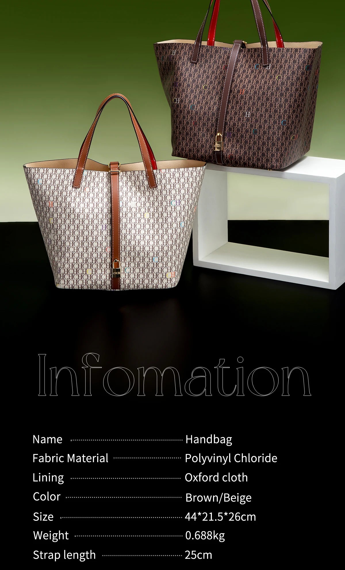 Classic Style Women's Large-capacity Handbag Letters Print Design Small Metal Accessories Exquisite Workmanship