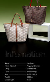 Classic Style Women's Large-capacity Handbag Letters Print Design Small Metal Accessories Exquisite Workmanship