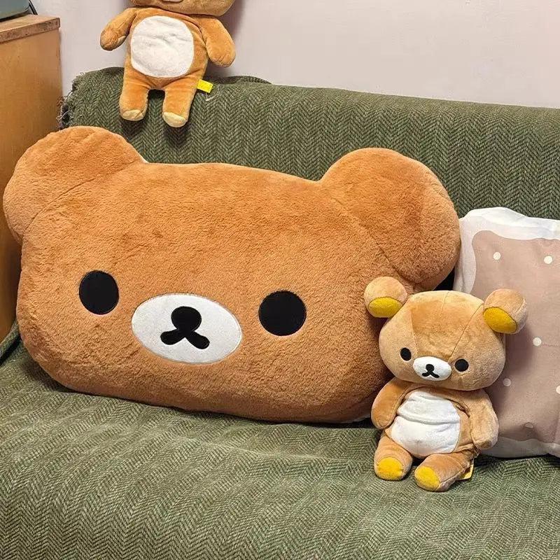 Rilakkuma Plush Bed Headrest Cushion For Dorms Soft Stuffed Bunk Bed Backrest Pillow Cute Decor For College Student Bedrooms