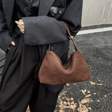 Wholesale Women Suede Bag Female Retro Frosted Cowhide Split Leather Armpit Shoulder Bag Lady Handbag Trendy Crossbody Messenger