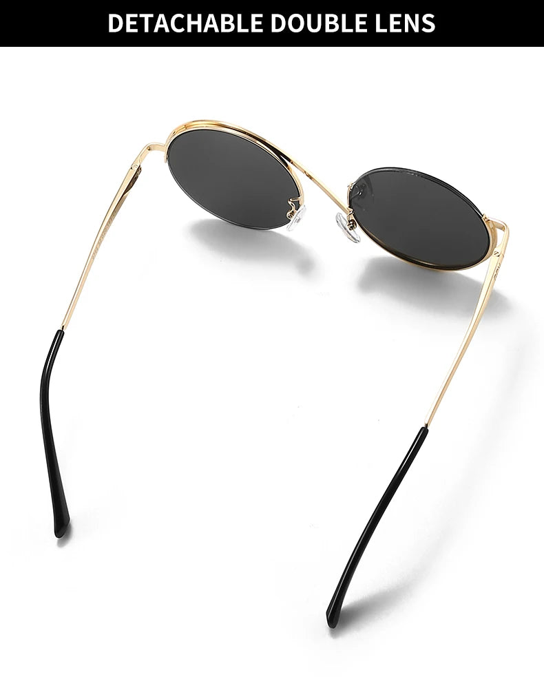 GCV Brand Hot Sale Avant-Garde Personality Women Female Gorgeous Sunglasses Round Frame Glasses Fashion Punk Style New Metal