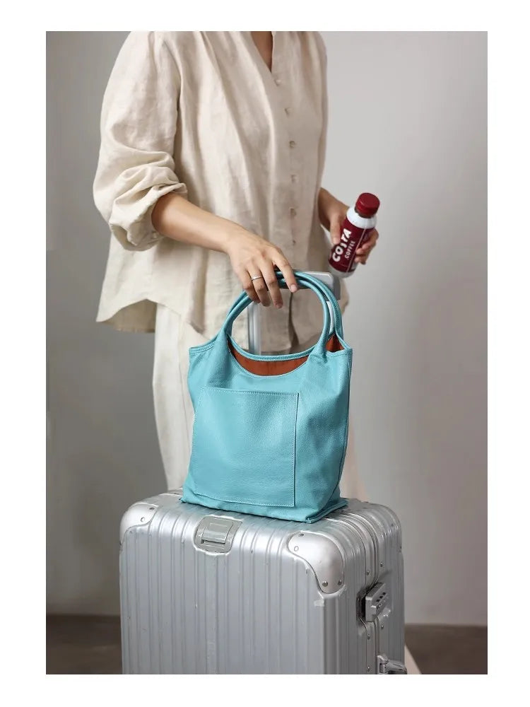 Women Genuine Leather Tote Luxury Light Weight And Comfortable To Use Handbag Colorful Soft Shopping Bags