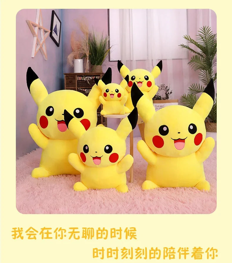 25/45/55/65CM Pokemon Pikachu Plush Doll Japanese Cartoon Animal Stuffed Toy Kawaii Pikachu Ornaments Sofa Cushion Plushies Gift