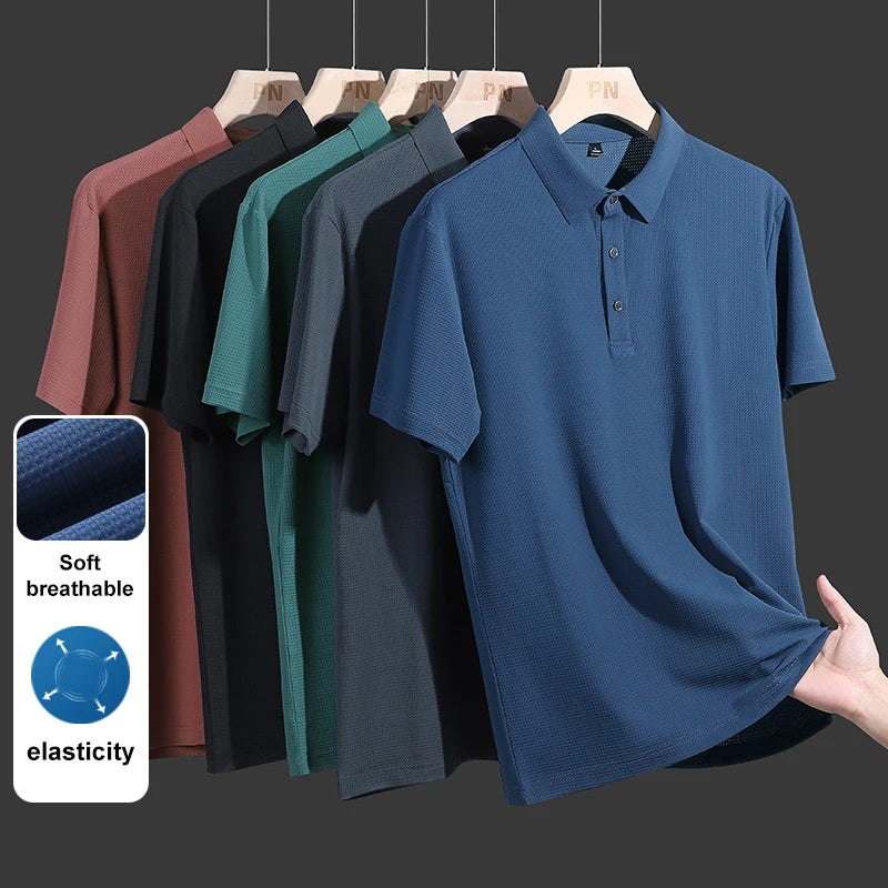 Men's Breathable Mesh Polo Shirt – Ice Silk Summer Top