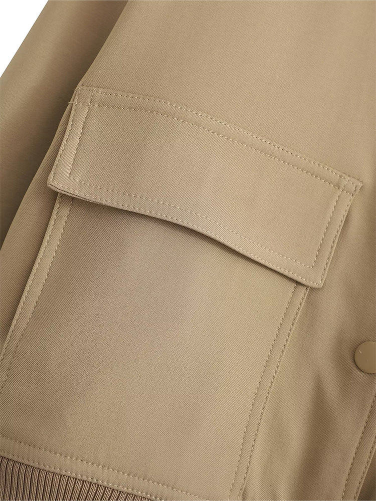 Willshela Women's Solid Bomber Jacket with Pockets