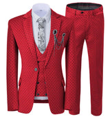 Men’s Slim Fit 3-Piece Patterned Suit