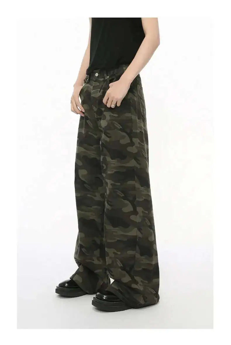 Vintage Camouflage Wide-Leg Men's Jeans