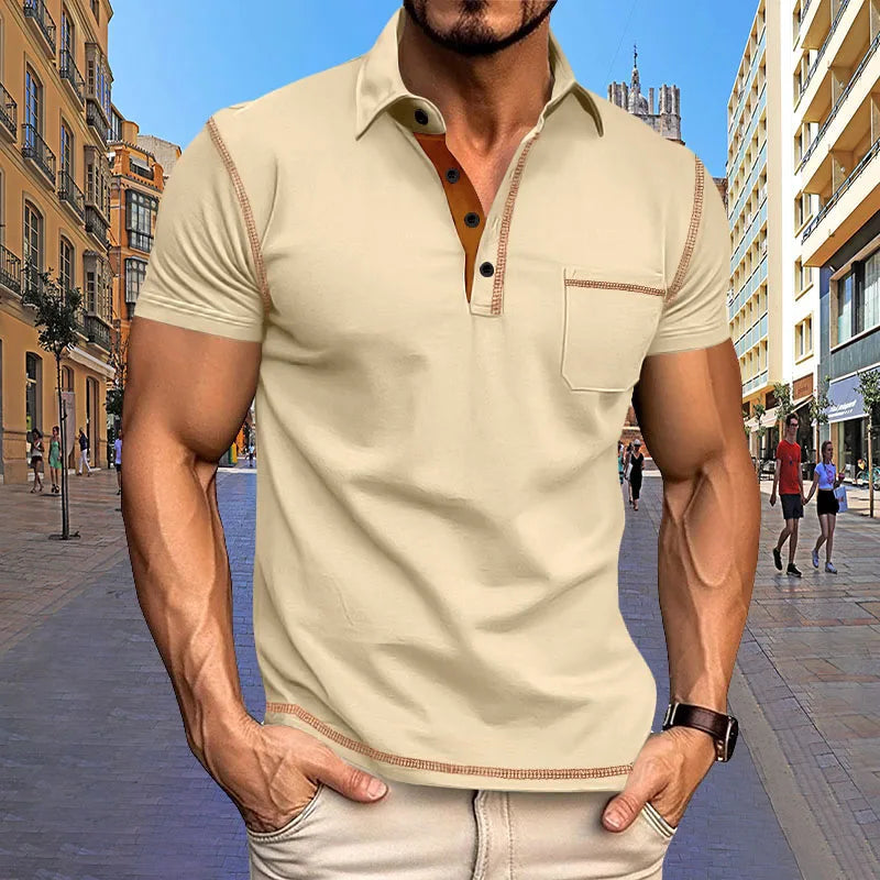 Men's Contrast Stitch Polo Shirt | Breathable Summer Fit