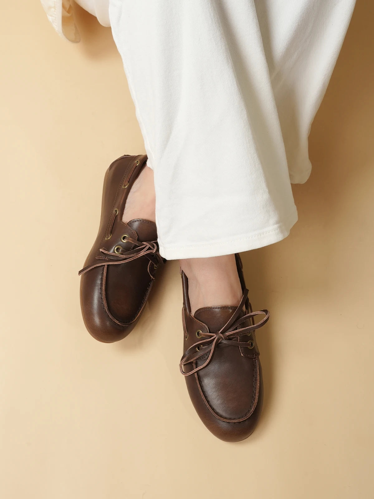 Women's Genuine Leather Moccasin Boat Shoes | Elegant Flats