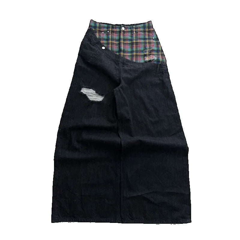Unisex Y2K Plaid Baggy Jeans