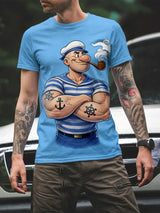 Popeye the Sailor 3D Graphic T-Shirt — Men's Retro Cartoon Short Sleeve Tee