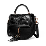 KEXIMA Crocodile Embossed Leather Round Shoulder Bag