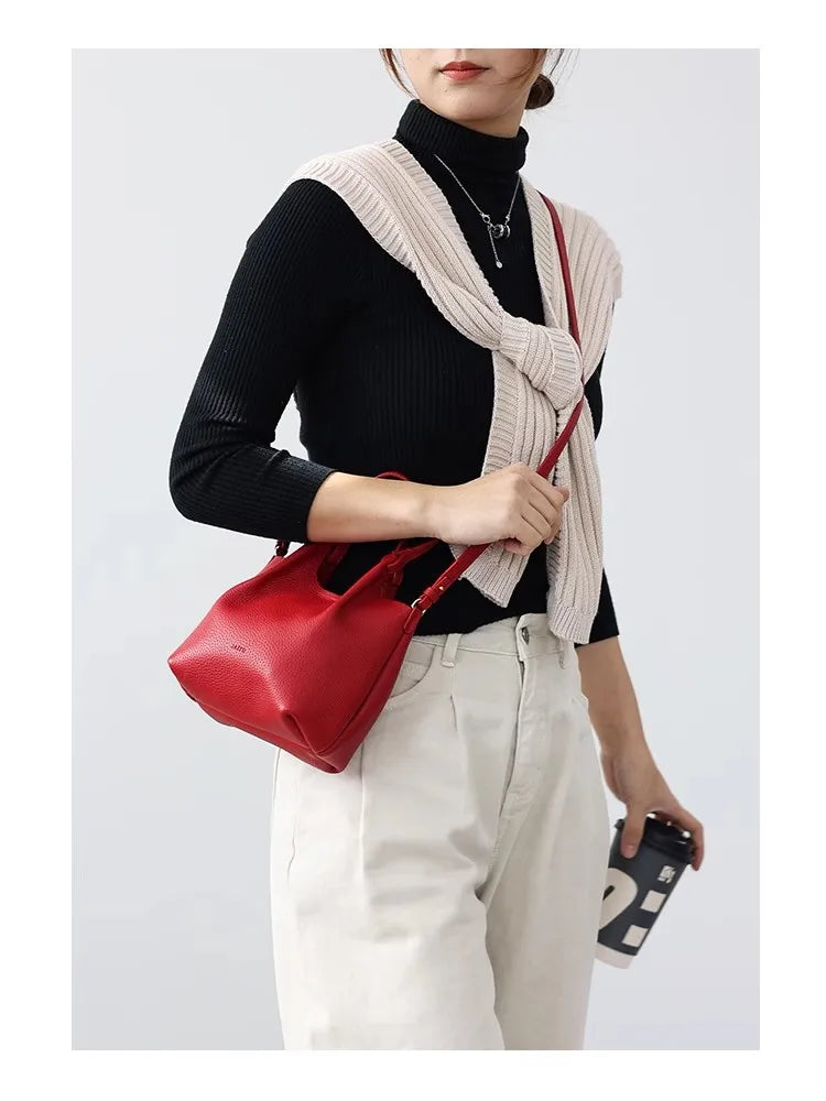 Women Real Leather Crossbody Bags Luxury Small Size Cute Handbag Soft Shoulder Bag 2024 New Arrival Designer Style
