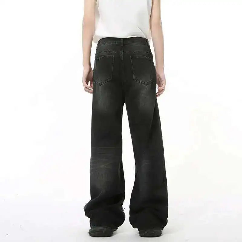 Men's Distressed Wide-Leg Jeans