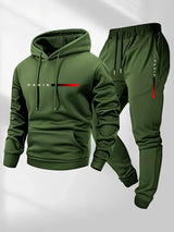 Men’s Letter Print Hooded Sportswear Set