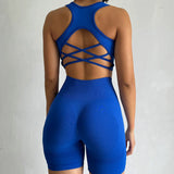 2-Piece Women's Seamless Workout Set: High-Waist Shorts & Performance Sports Bra